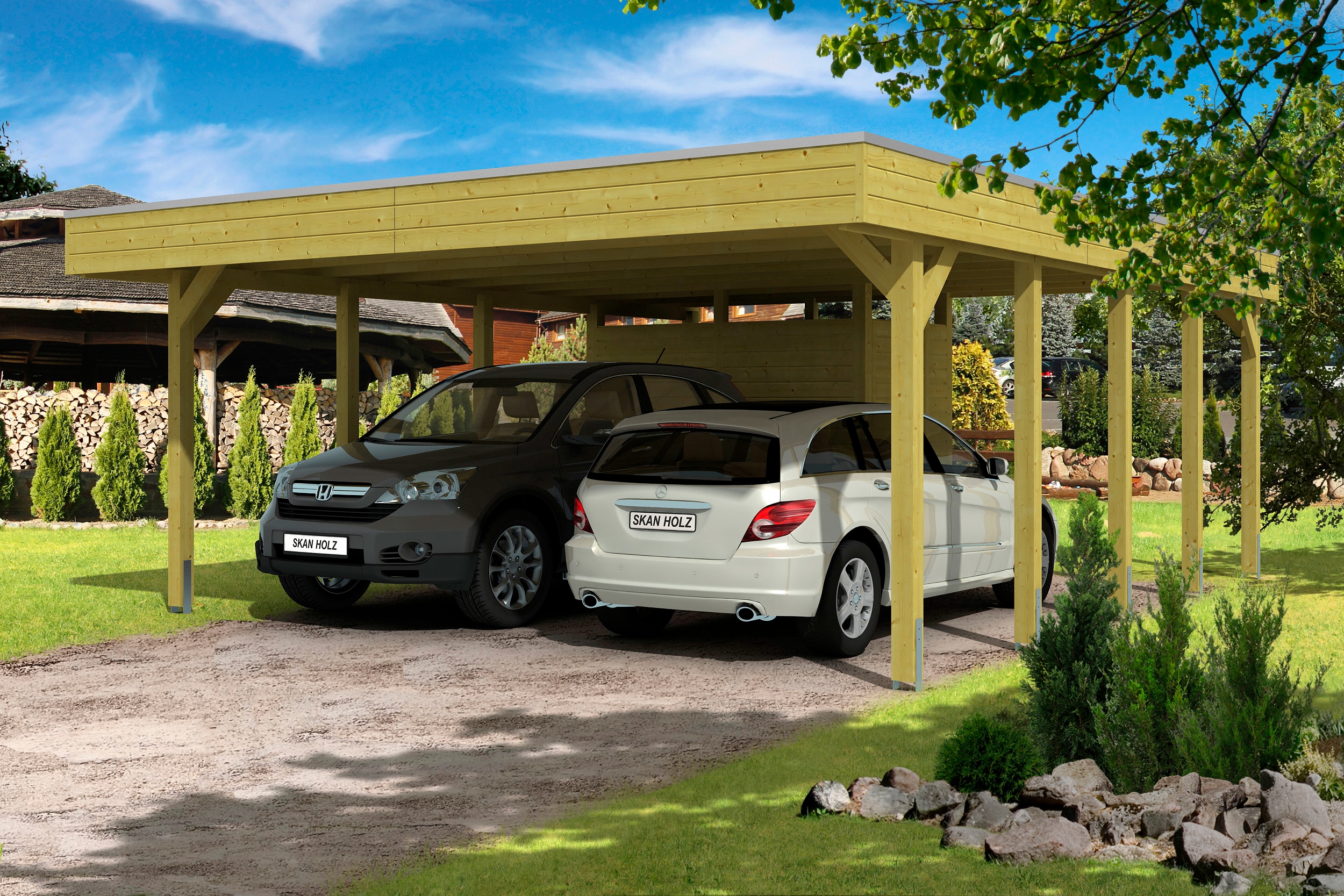 Doppelcarport SKANHOLZ "Friesland", grün, B/H/T: 207cm x, Carports, mit Abstellraum Image