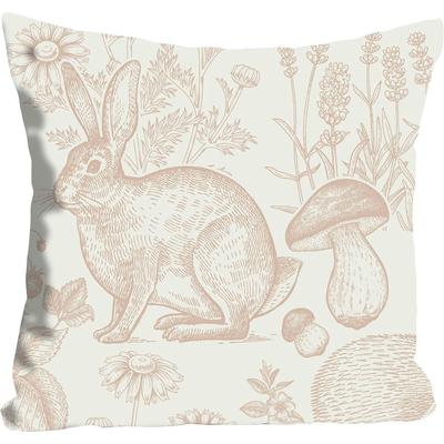 Dekokissen QUEENCE "Henning", beige (hellbeige, bedruckt), B:40cm L:40cm, Polyester, Dekokissen_Sitzkissen_Kissenhüllen, mit einem Häschen Image