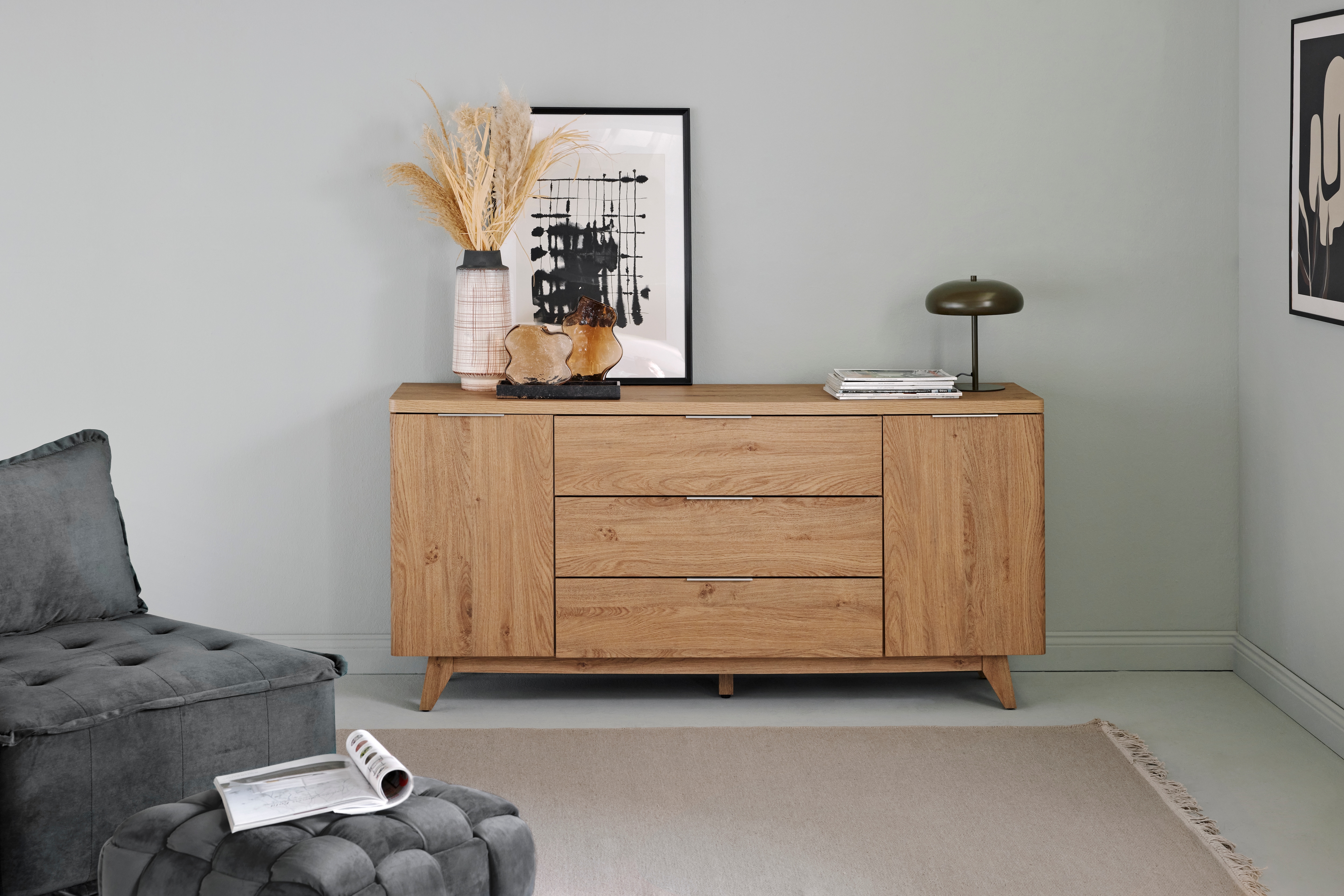 Sideboard JAHNKE "LIBRE SB 150", braun (montana eiche), B:150cm H:77,4cm T:39,2cm, Holzwerkstoff, Sideboards, Sideboard, Kommode, skandinavisch, Montana-Eiche, Breite 150 cm Image