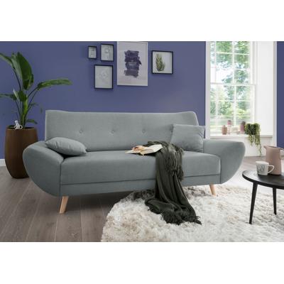 3-Sitzer HOME AFFAIRE "Basta", grau (grau, grün), B:205cm H:80cm T:82cm, (100% Polyester) Struktur fein (100% Polyester) Chenille, Sofas Image