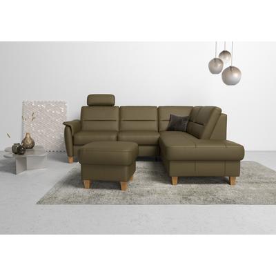Ecksofa HOME AFFAIRE "Palmera L-Form", grün (olive), B:236cm H:89cm T:212cm, Luxus-Microfaser (100% Polyester), Struktur (100% Polyester), Luxus-Microfaser in Lederoptik (100% Polyester), Sofas, Federkern, wahlweise mit Bettfunktion und mit/ohne... Image