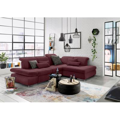 Ecksofa "SO 4100 mit komfortablen Federkern und Kopfteilverstellung", rot (bordeaux), B:291cm H:80cm T:226cm, SET ONE BY MUSTERRING, Sofas, wahlweise mit Bettfunktion und Sitztiefenverstellung, L-Form Image