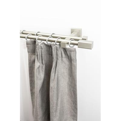 Gardinenstange GARESA "CUBUS", grau (chromfarben), L:180cm Ø:20mm, Metall, Holzwerkstoff, Gardinenstangen, Vorhanggarnitur, verlängerbar, Endknopf eckig, mit Ringe Image
