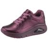 Sneaker SKECHERS "UNO ICON - LUSTROUS AIR", Damen, Gr. 41, rot (weinfarben), Leder, metallic, modisch, Schuhe, Keilsneaker, Plateausneaker, Schnürschuh im Metallic Look