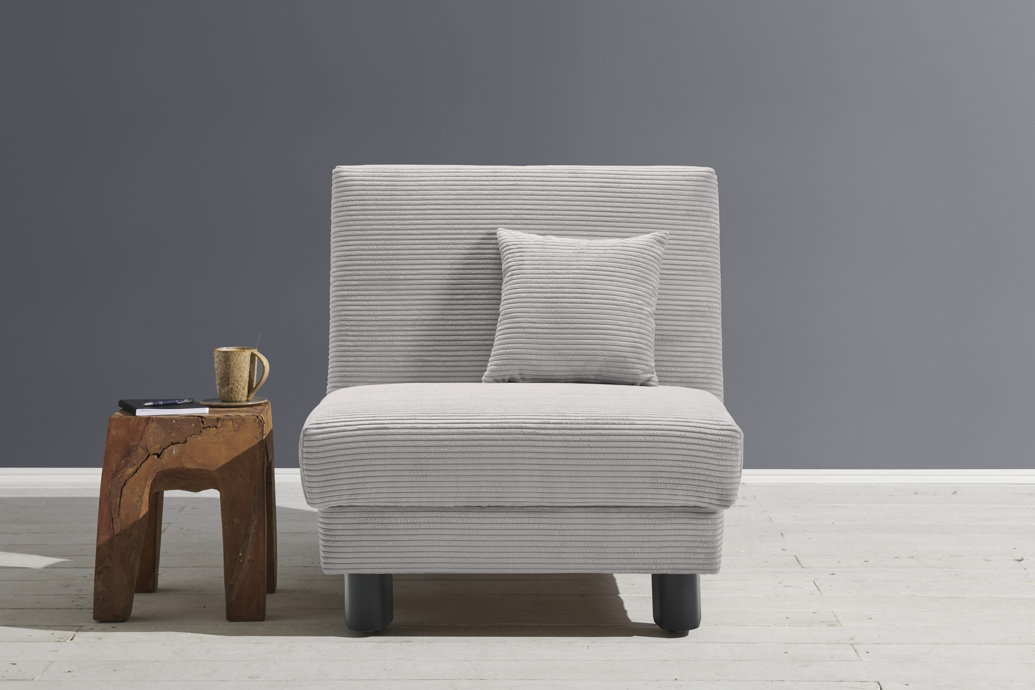 Sessel ELL + ELL "Enny", grau (hellgrau), B:85cm H:90cm T:100cm, 92% Polyester 8% Nylon, Sessel, Schlafsessel Einzelsessel