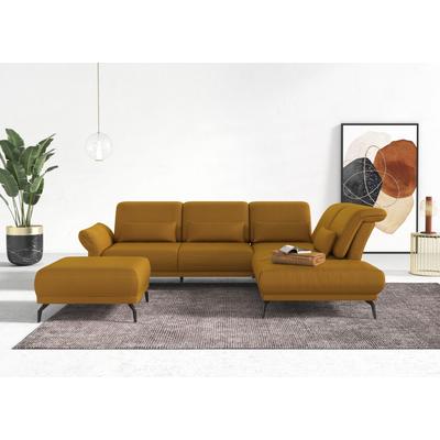 Ecksofa INOSIGN "Coco L-Form", gelb (mustard), B:294cm H:88cm T:242cm, 100% Polyester, Sofas, Sitztiefen-, Arm- und Kopfteilverstellung, Cord-Bezug, Fußhöhe 15 cm Image