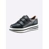 Sneaker HEINE, Damen, Gr. 40, blau (marine, weiß), Leder, Glattleder, Rindsleder, modisch, Schuhe