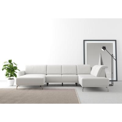 Wohnlandschaft SIT & MORE "Bailando U-Form", grau (hellgrau), B:337cm H:84cm T:205cm, Sofas, wahlweise mit Kopfteilverstellung und Vorziehsitz, motorisch Image