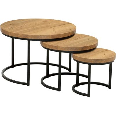 Couchtisch OMG DESIGN "Hugo", beige (natur, schwarz, natur), B:75cm H:50cm T:75cm, Tische, im 3er Set, variabel stellbar Image