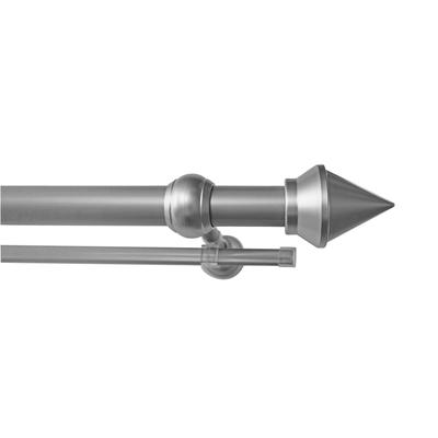 Gardinenstange GARESA "SEMARA", silber (silberfarben), L:170cm Ø:28mm, Kunststoff, Stahl, Gardinenstangen, Vorhanggarnitur, Kunststoff, verlängerbar, mit Ringe/2 Lauf Gleiter Image