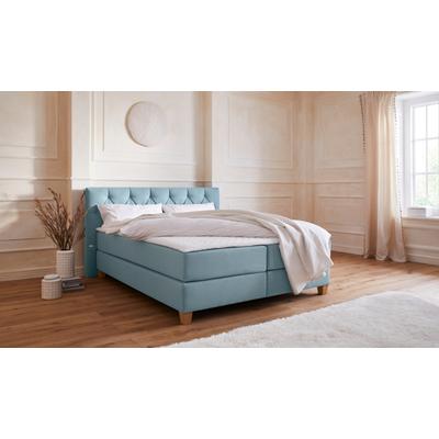 Boxspringbett "Harmones", grün (mint), B:183cm L:210cm, Struktur (100% Polyester), GUIDO MARIA KRETSCHMER HOME & LIVING, Komplettbetten, Boxspringbett, in 3 Breiten, Härtegrad auch im Mix mit je 1 Matratze in H2 und H3 Image