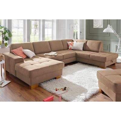 Wohnlandschaft HOME AFFAIRE "Puccini U-Form", braun, B:340cm H:86cm T:224cm, Luxus-Microfaser (100% Polyester), Luxus-Microfaser ALTARA NUBUCK (100% Polyester), Luxus-Microfaser Lederoptik (100% Polyester), Sofas, mit Federkern,... Image