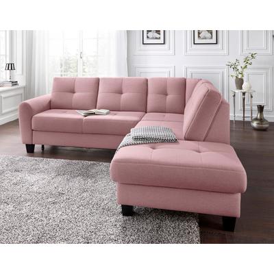 Ecksofa SIT & MORE "Varese L-Form", rosa (altrosa), B:240cm H:91cm T:214cm, Luxus-Microfaser (100% Polyester)IStruktur fein (100% Polyester)IFlachgewebe (95% Polyester, 5% Polyamid), Sofas, mit Federkern, wahlweise mit Bettfunktion und Stauraum Image