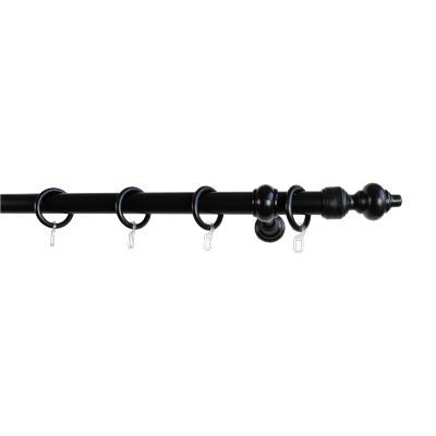Gardinenstange GARESA "STANDARD", schwarz, L:400cm Ø:28mm, Kunststoff, Holzwerkstoff, Gardinenstangen, Vorhanggarnitur, Kunststoff, verlängerbar, mit Ringe/2 Lauf Gleiter Image