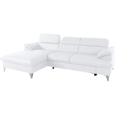 Ecksofa COTTA "Caluso L-Form", weiß (altweiß), B:254cm H:74cm T:167cm, NaturLEDER (echtes Rindsleder) in Sitz und Rücken. Korpus in passendem Kunstleder SOFTLUX bezogen, Microfaser PRIMABELLE (100% Polyester), Kunstleder SOFTLUX, Sofas, mit... Image