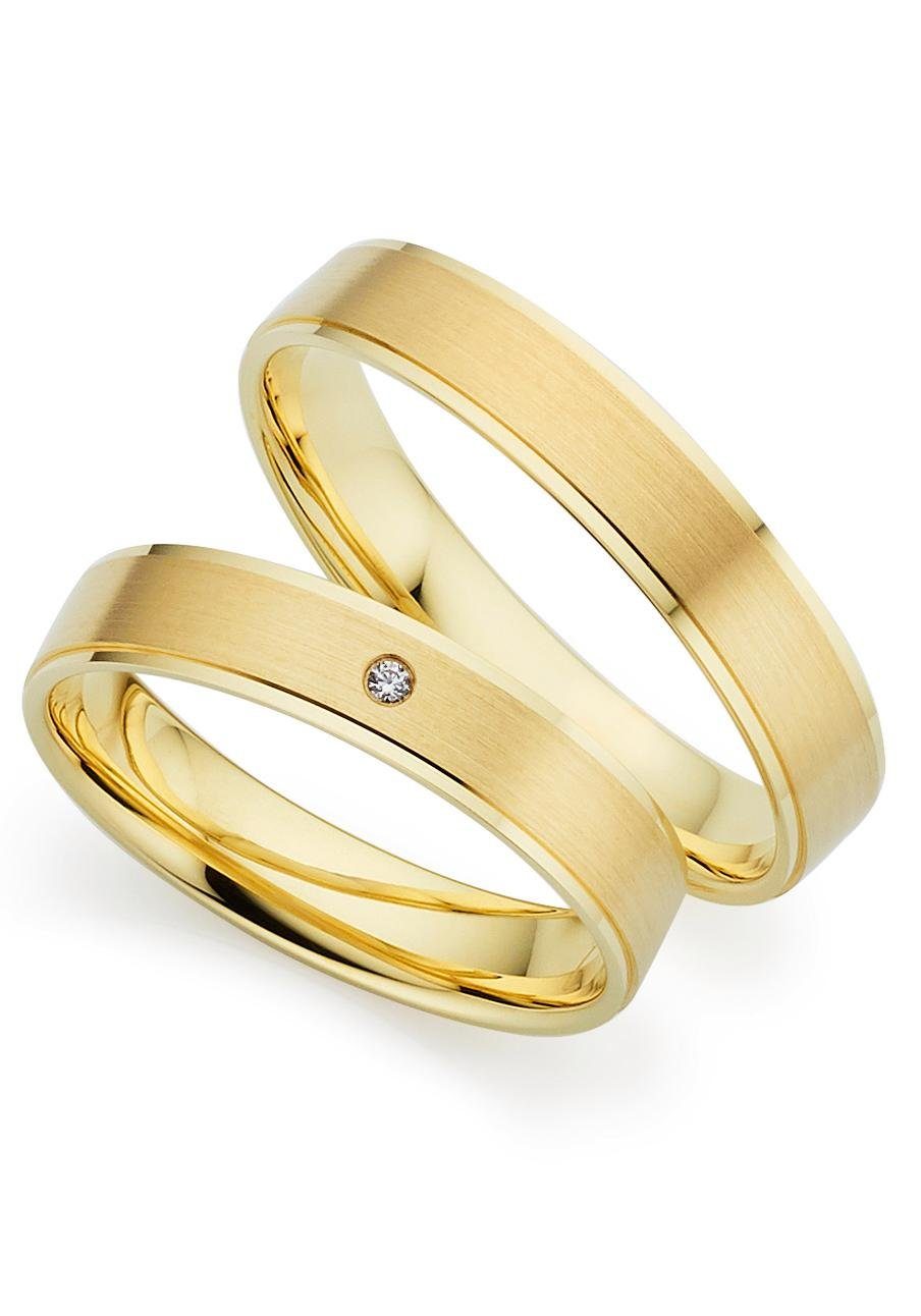 Trauring PHÖNIX "Schmuck Geschenk Gold 333 Trauring Ehering LIEBE versch. Varianten" Gr. 55, gold (gelbgoldfarben), Fingerringe, 55, 0,01 SI = kleine Einschlüsse mit Brillant, Gelbgold 333, 4mm, Made in Germany, wahlweise mit oder ohne Brillant Image