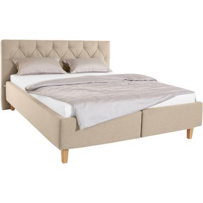 Polsterbett "Sunley 100", beige, B:183cm L:210cm, Struktur (100% Polyester), Strukturstoff (100% Polyester), GUIDO MARIA KRETSCHMER HOME & LIVING, Betten, Kreuzsteppung, Kopfteilhöhe 102 cm, ohne oder mit Matratze/Lattenrost Image