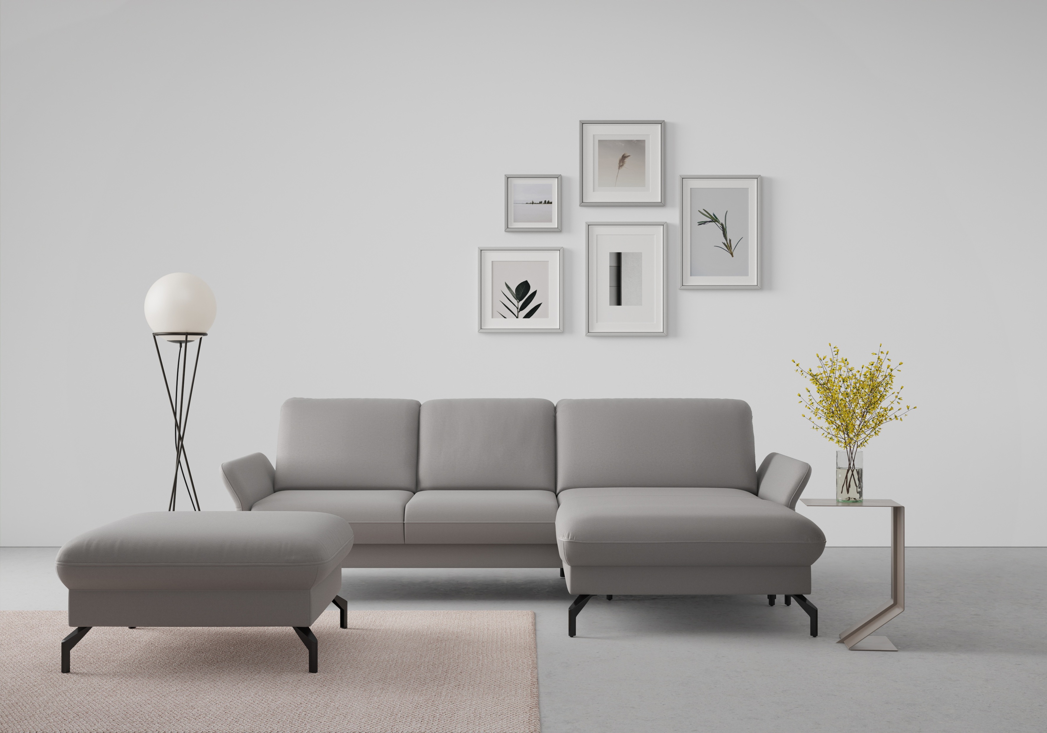 Ecksofa SIT & MORE "Fashion L-Form", grau, B:253cm H:84cm T:165cm, Sofas, wahlweise mit Kopfteilverstellung und Vorziehsitz, motorisch Image