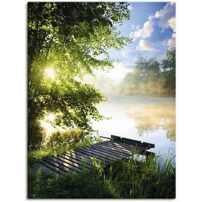 Wandbild ARTLAND "Angelsteg am Morgen", grün (farbe bild(er): grün), B:30cm H:40cm, Bilder, als Alubild, Outdoorbild, Leinwandbild, Poster, Wandaufkleber Image