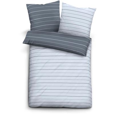 Bettwäsche BIBERNA Gr. 2, blau, B/L: 155cm x 200cm, Mako-Satin, B/L: 80cm x 80cm, Mako-Satin, 100% Baumwolle, Bettwäsche Image