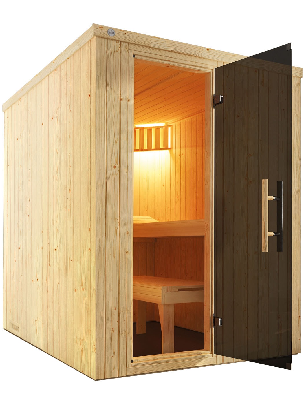 Sauna WEKA "Elementsauna KAARINA 1", beige (natur), Saunaofen, externe Steuerung, 4,5 kW, Saunen, platzsparende Nischensauna, moderne Ganzglastür Image