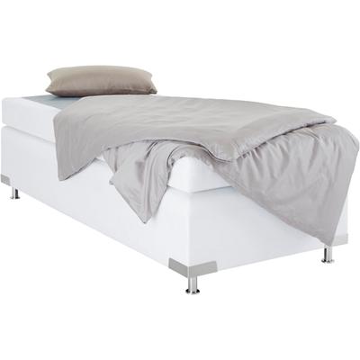 Boxspringbett "Holland", weiß, B:102cm L:201cm, Microvelours (100% Polyester), WESTFALIA SCHLAFKOMFORT, Komplettbetten, Boxspringbett, ohne Kopfteil, frei im Raum stellbar Image