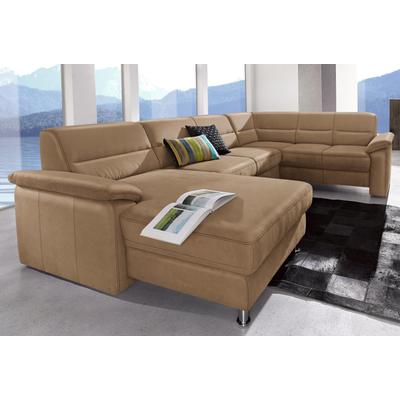 Wohnlandschaft SIT & MORE "Top Ascara U-Form", braun (cappuccino), B:312cm H:85cm T:204cm, NaturLeder in Sitz und Rücken, Korpus ist mit passendem Kunstleder bezogen., Luxus-Microfaser (100% Polyester), Sofas, inklusive... Image