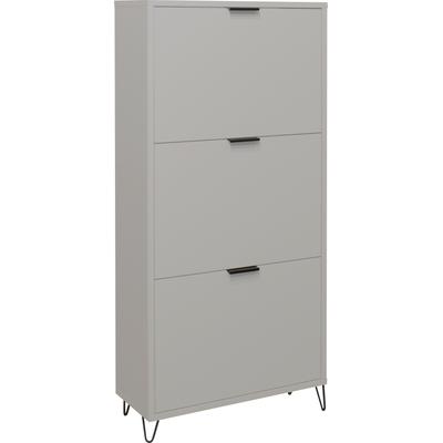 Schuhschrank MÄUSBACHER "Bonnie TOPSELLER", grau (kreidegrau matt), B:61cm H:139cm T:25cm, Holzwerkstoff, Schränke, Schuhschrank mit Drahtgestell Image