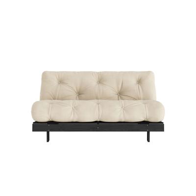 Schlafsofa KARUP DESIGN "Roots 160 Schlafsofa, Gästebett, Sofa mit Futonmatratze", beige, B:160cm H:85cm T:105cm, Bezug: 80% Baumwolle, 20% Polyester, Sofas, Inkl. Futonmatratze, Liegefläche 160x200 cm, FSC zertifizierte Kiefer Image