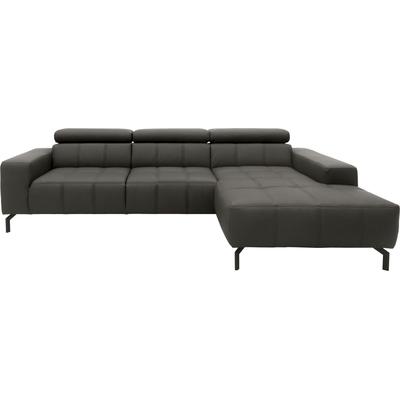 Ecksofa DOMO COLLECTION "Cunelli tolle Sitznähte als Designelement, fester Sitzkomfort, L-Form", grau, B:292cm H:79cm T:175cm, Lederlook, 100% Polyurethan, Sofas, wahlweise mit 6-fach verstellbarer Kopfteilverstellung, bodenfrei Image