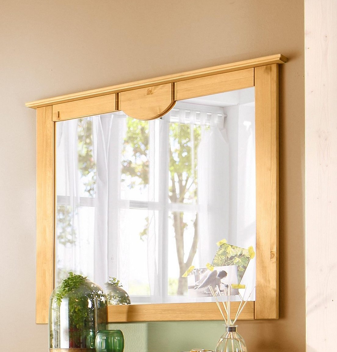 Garderobenspiegel HOME AFFAIRE "Klera", braun (dunkelbraun), B:81cm H:81cm T:5cm, FSC-zertifiziertes Massivholz, Spiegel, Garderobenspiegel, Rahmen aus massiver Kiefer, FSC, Breite 81 cm