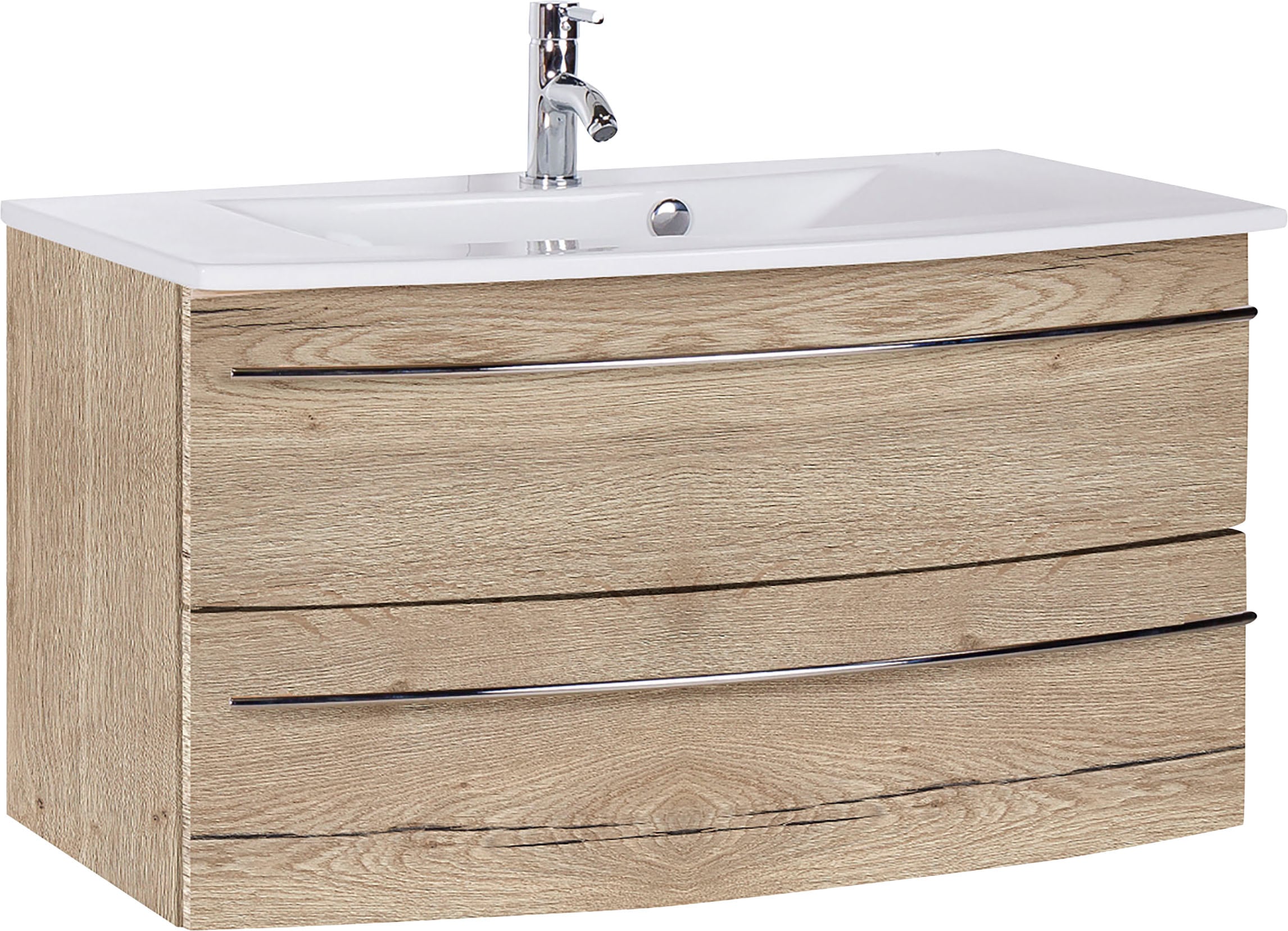Waschtisch SAPHIR "3040", braun (eiche struktur, eiche struktur), B:91cm H:90cm T:51cm, Waschtische, Breite 91 cm Image