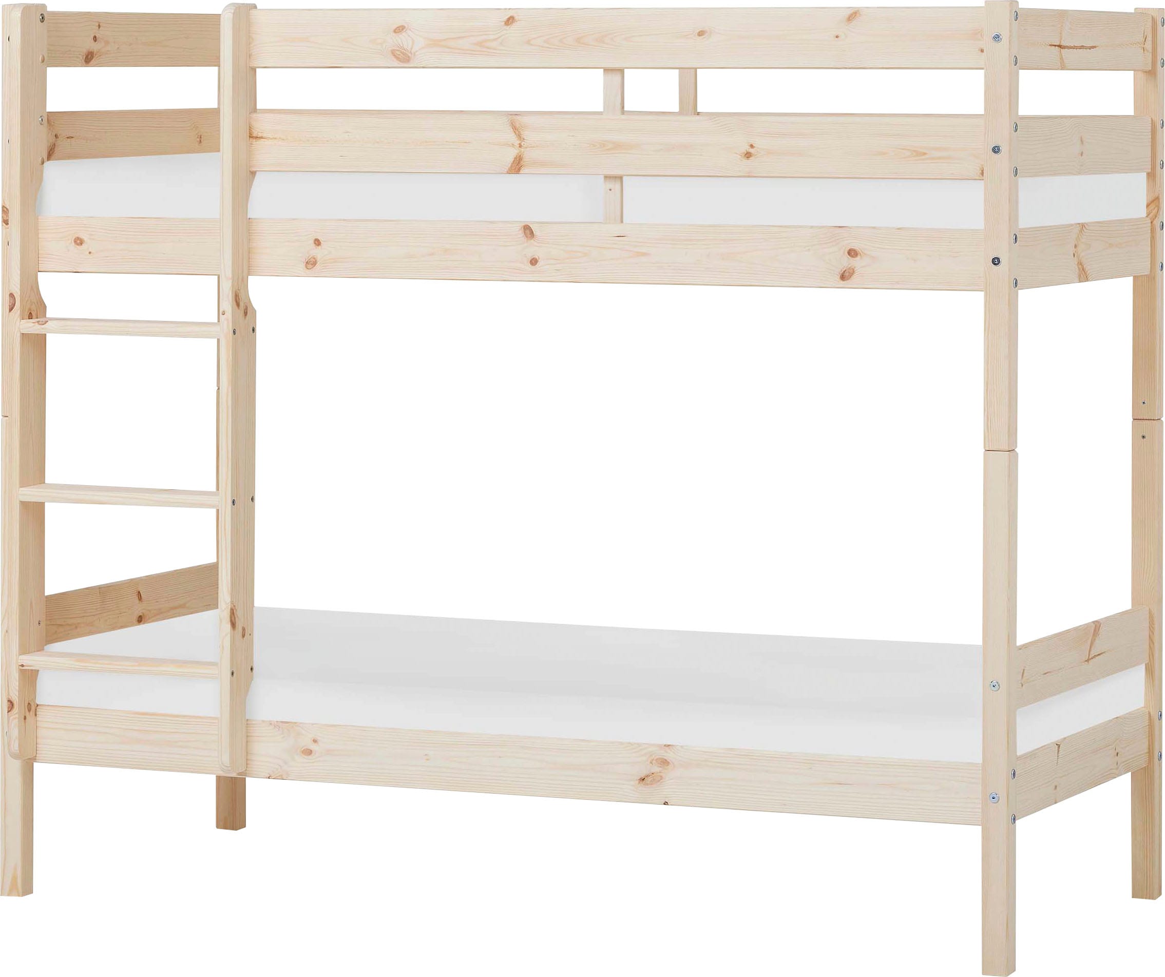 Etagenbett HOPPEKIDS "ECO Comfort Kinderbett 90x200 oder 70x160 aus Massivholz in 4 Farben", beige (natur), B:81cm H:140cm L:166cm, Etagenbetten, TÜV, FSC und Nordisches Umweltzeichen – wahlweise mit Matratzen Image