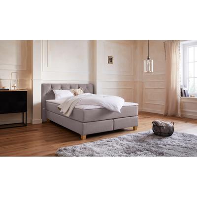 Boxspringbett "Harmones", grau (hellgrau), B:163cm L:210cm, Struktur (100% Polyester), GUIDO MARIA KRETSCHMER HOME & LIVING, Komplettbetten, Boxspringbett, in 3 Breiten, Härtegrad auch im Mix mit je 1 Matratze in H2 und H3 Image