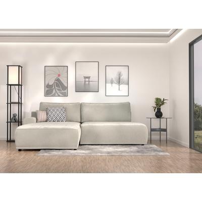 Ecksofa TRENDMANUFAKTUR "Fordon II, Schlafsofa mit Bettkasten, Couch in L-Form, Breite 250 cm", weiß (wollweiß), B:250cm H:82cm T:167cm, 100% Polyester, Sofas, in Cordstoff HYPER, dunkelgrün, Armlehne links Image