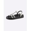 Sandale HEINE, Damen, Gr. 41, silber (silberfarben, schwarz), Leder, Glattleder, Rindsleder, modisch, Schuhe