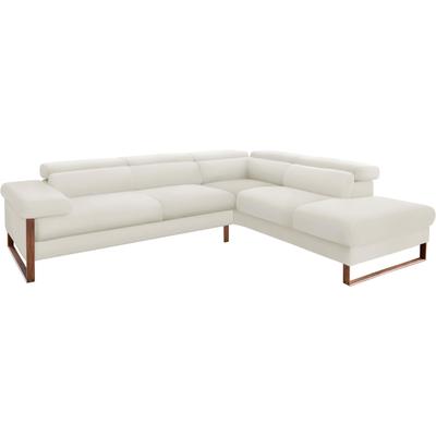 Ecksofa W.SCHILLIG "finn, Designsofa mit tollem Sitzkomfort, bequem, L-Form", weiß (weiß z59), B:281cm H:71cm T:230cm, Flachgewebe S22 (100% Polyester), Stoff S37 (100% Polyester), Longlife Xtra-Leder Z59: Glattleder mit modischer Prägung.... Image