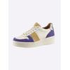 Sneaker HEINE, Damen, Gr. 36, weiß (weiß, lila, gemustert), Leder, Glattleder, Veloursleder, Rindsleder, modisch, Schuhe