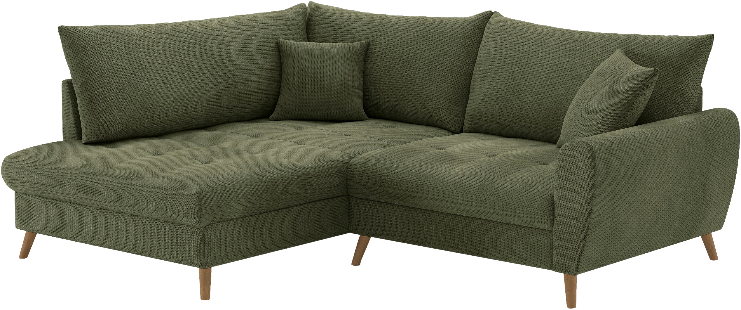 Ecksofa MR. COUCH "Blackburn II L-Form", grün (memphis 12 grün), B:230cm H:71cm T:190cm, Memphis (Grundgewebe - 100% Polyester; Nutzschicht- 90% Polyester / 10% Polyamide), Sofas, Wahlweise mit Kaltschaumpolsterung bis 140 kg belastbar Image