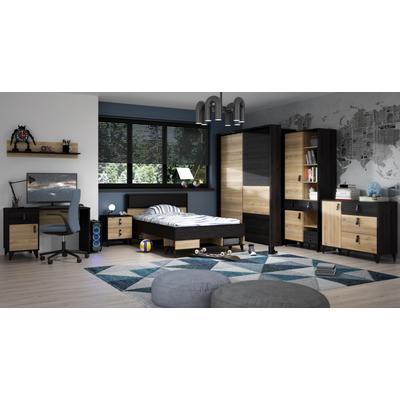 Nachtkommode FORTE "Lya", schwarz (cabezone eiche, mauvelle eiche), B:48,4cm H:53,5cm T:41,5cm, Spanplatte, Sideboards, Nachtkomme, 2 Schubkästen,Metallfüße Image