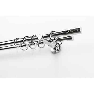 Gardinenstange GARESA "EASY", grau (chromfarben), B:64cm L:310cm Ø:20mm, Aluminium, Gardinenstangen, Vorhanggarnitur, verlängerbar, Endk. mit 3 Löcher, Alu, m. Ringe Image