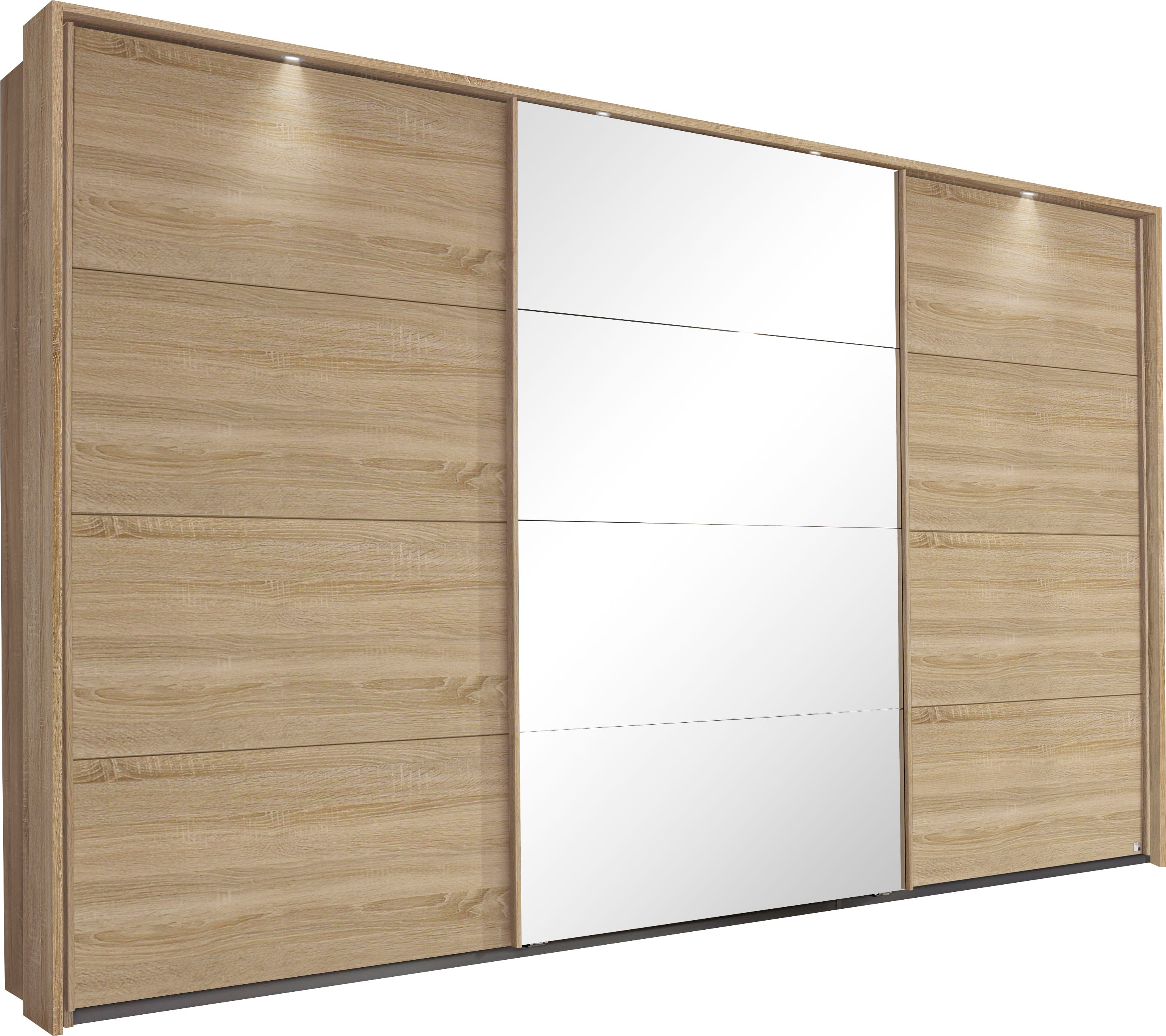Schwebetürenschrank RAUCH "Kleiderschrank Schrank Garderobe Schlafzimmerschrank TUBONA", braun (struktureichefarben hell), B:368cm H:214cm T:64cm, Holzwerkstoff, Schränke, Schwebetürenschrank Kleiderschrank, mit umfangreicher Innenausstattung und...