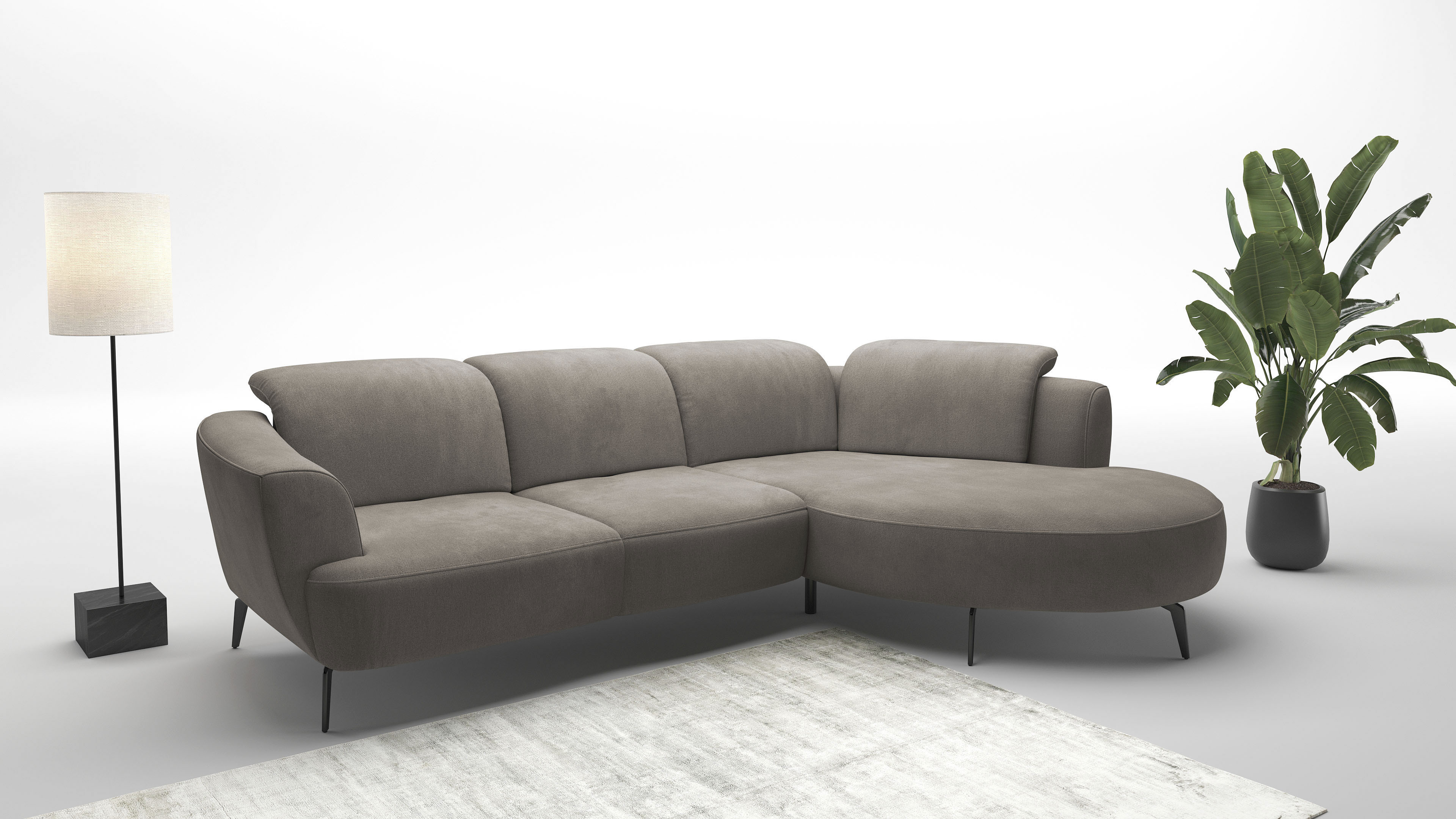 Ecksofa SIT & MORE "Zoe", braun (schlamm), B:309cm H:87cm T:199cm, 100% Polyester, Sofas, ink.Sitztiefenverstellung, wahlweise mit Kopfteilverstellung