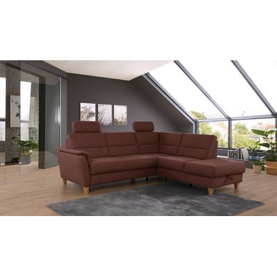Ecksofa HOME AFFAIRE "Palmera L-Form", rosa (kupfer), B:236cm H:89cm T:212cm, 100% Polyester, Struktur (100% Polyester), Luxus-Microfaser in Lederoptik (100% Polyester), Sofas, Federkern, wahlweise mit Bettfunktion und mit/ohne Stauraum Image