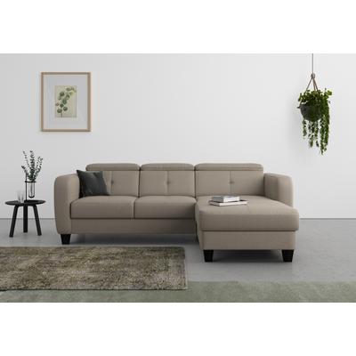 Ecksofa SIT & MORE "Belluci L-Form", braun (savannah), B:247cm H:85cm T:170cm, Sofas, inklusive Federkern, wahlweise mit Bettfunktion und Bettkasten Image