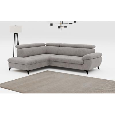 Ecksofa COTTA "Hudson L-Form", grau (stone), B:256cm T:207cm, Sofas, mit Kopfteilverstellung, wahlweise mit Bettfunktion & Bettkasten Image