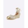 Keilsandalette HEINE, Damen, Gr. 39, silber (beige, platinfarben), Textil, Synthetik, modisch, Schuhe