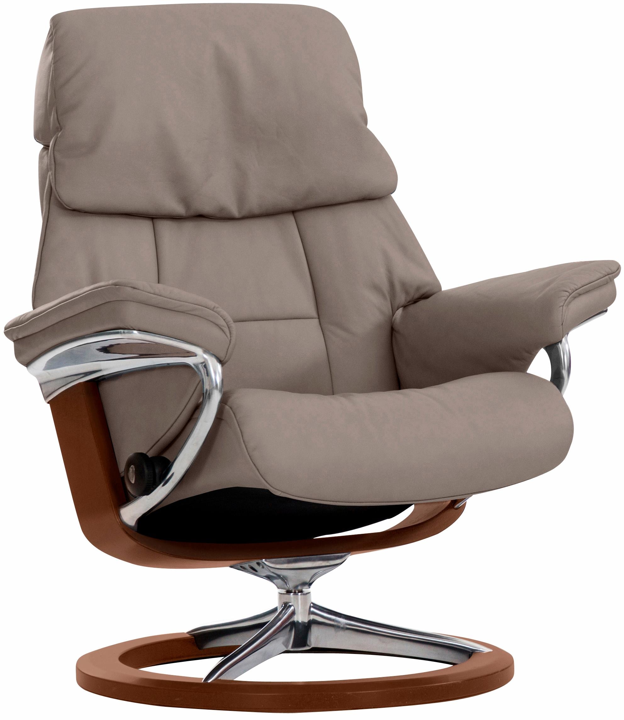 Relaxsessel STRESSLESS "Ruby", braun (mole batick), B:76cm H:100cm T:75cm, Leder PALOMA: durchgefärbtes Semianilin-Möbelleder;Leder BATICK: durchgefärbtes und genarbtes Möbelleder, Sessel, Relaxsessel, mit Signature Base, Größe S, Gestell Eiche,...