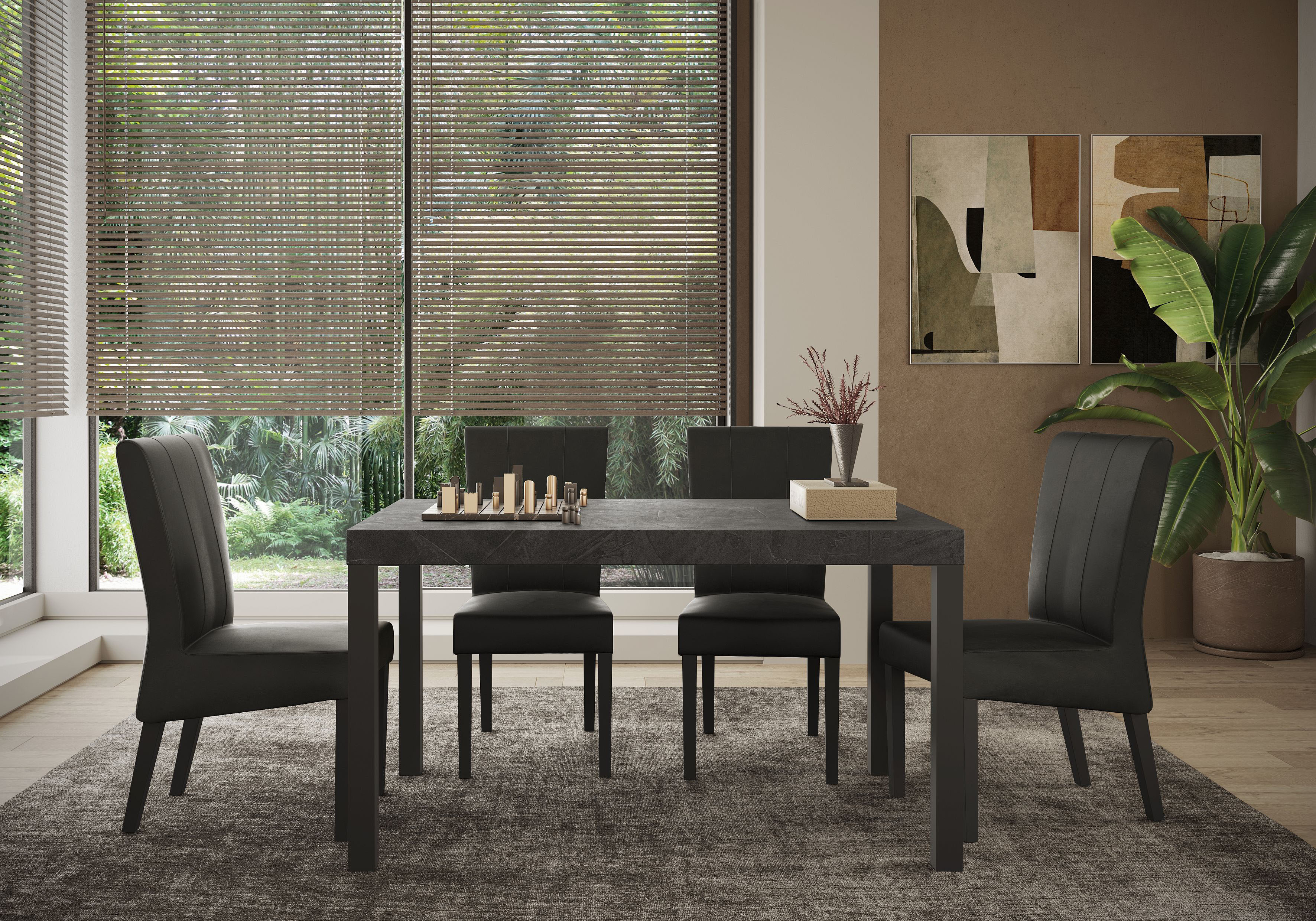 Esstisch INOSIGN "Everest 140 x 88 cm, Küchentisch, Esszimmertisch", grau (bleigrau piombo, anthrazit, bleigrau piombo), H:78cm, Tische, moderner rechteckiger Esstisch mit Metallbeinen