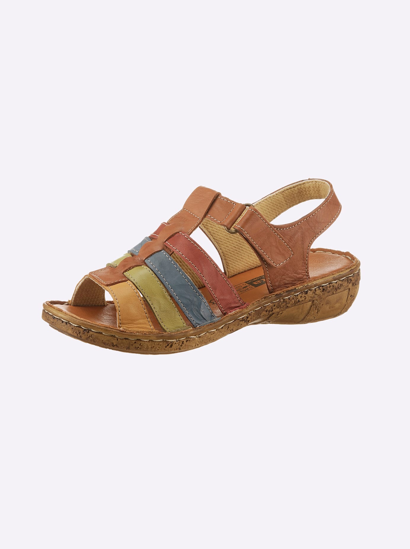 Sandale CASUAL LOOKS, Damen, Gr. 36, bunt (cognac, bunt), Glattleder, Schuhe